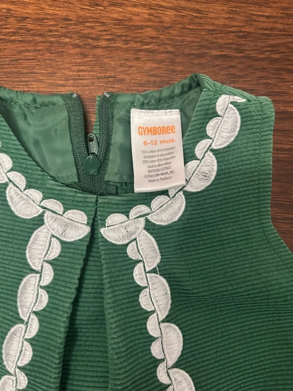 Gymboree Green Sleeveless A-Line Dress with White Trim